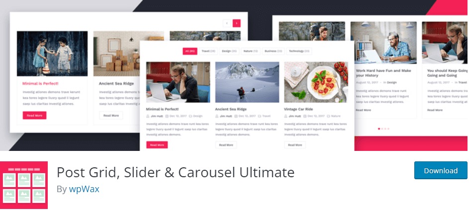 Post Grid, Slider and Carousel уникальный