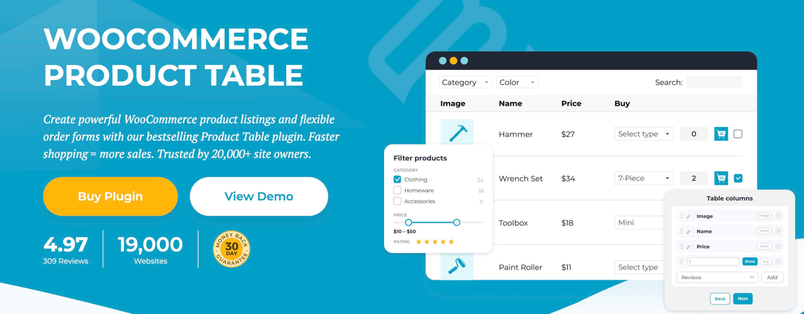 WooCommerce Product Table простой